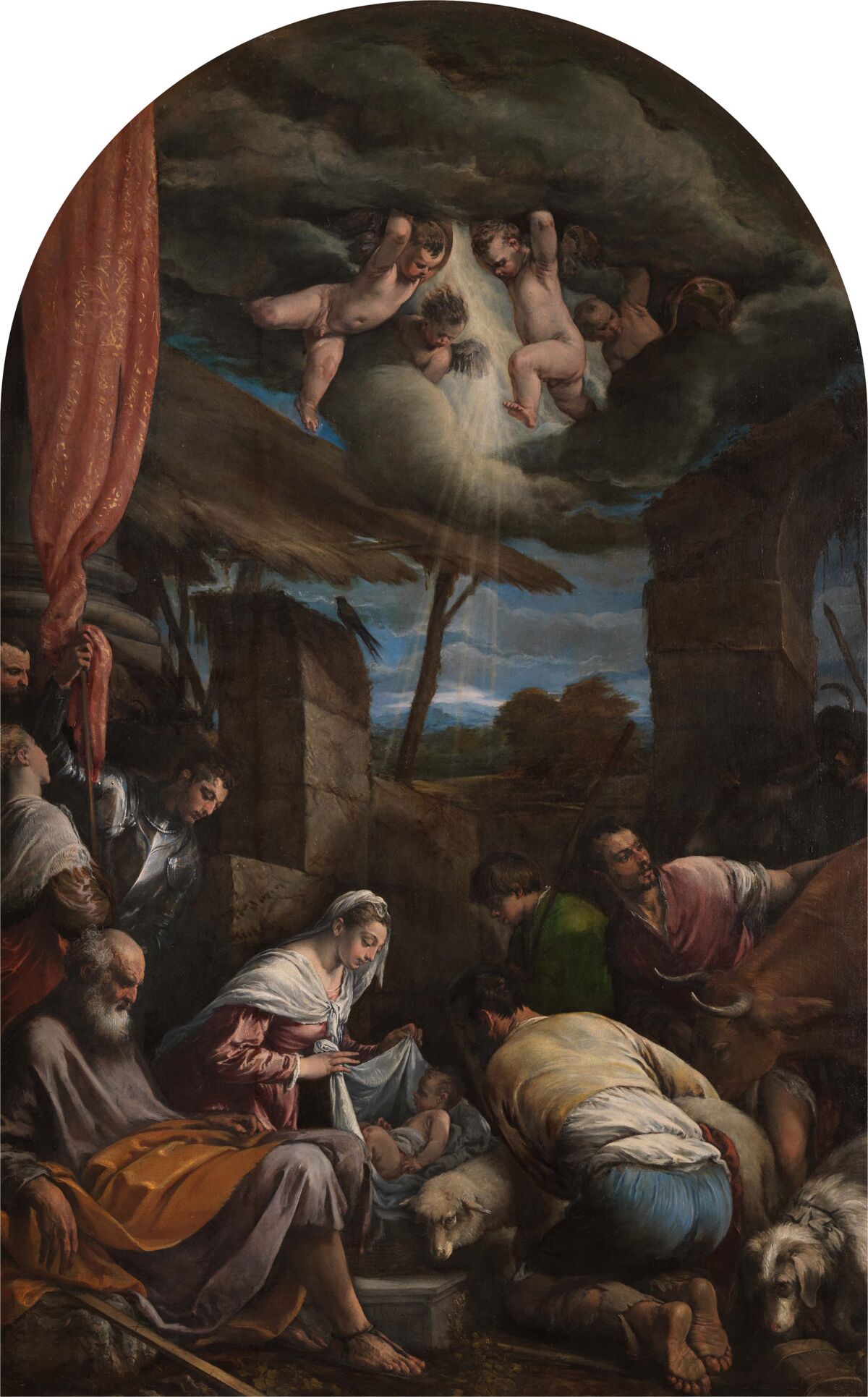 Adorazione dei pastori con i Santi Corona, Vittore e un devoto