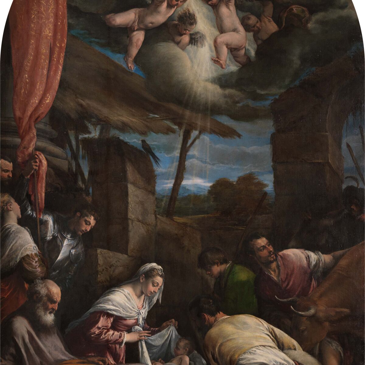 Adorazione dei pastori con i Santi Corona, Vittore e un devoto